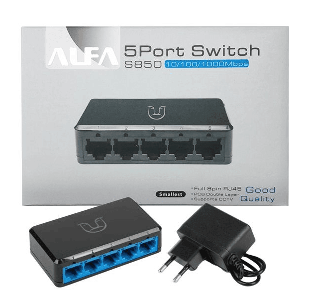 Aufa 5-Port Switch S850 with 10/100/1000 Mbps